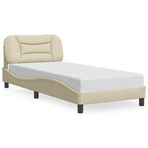 vidaXL Bettgestell mit LED ohne Matratze "Hvar" Creme 90x200 cm Stoff
