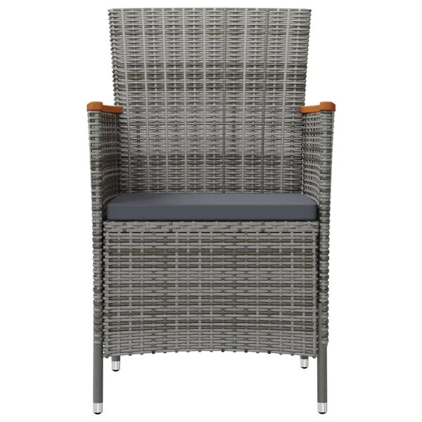 vidaXL Garten-Essstühle 2 Stk. Poly Rattan Grau