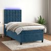 vidaXL Boxspringbett mit Matratze & LED Dunkelblau 90x190 cm Samt