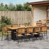vidaXL Garten Essgruppe 11 pcs Schwarz 240 x 90 x 75 cm Poly-Rattan