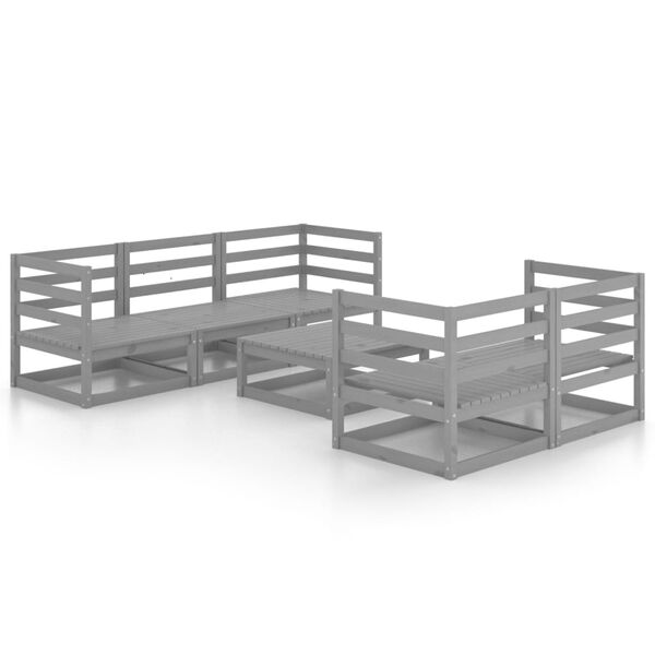 vidaXL 6-tlg. Garten-Lounge-Set Grau Massivholz Kiefer