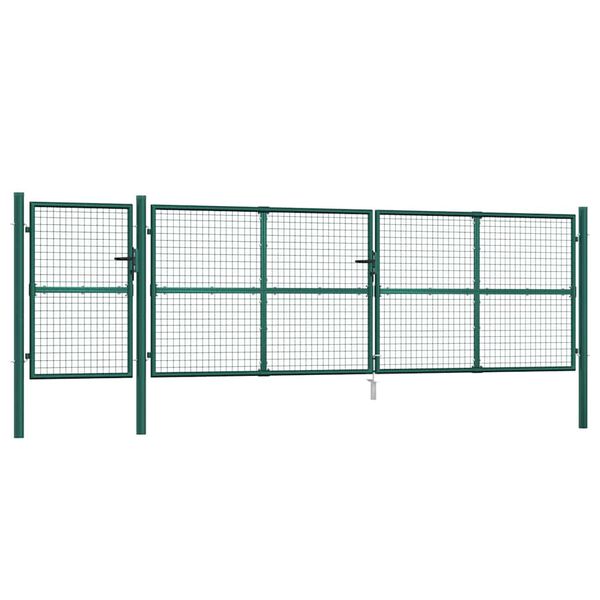 vidaXL Maschen-Gartentor Gr&uuml;n 500x125 cm Verzinkter Stahl
