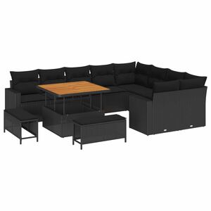 vidaXL Gartensofa-set 13 Stk. 12-Sitzanzahl Schwarz Poly-Rattan