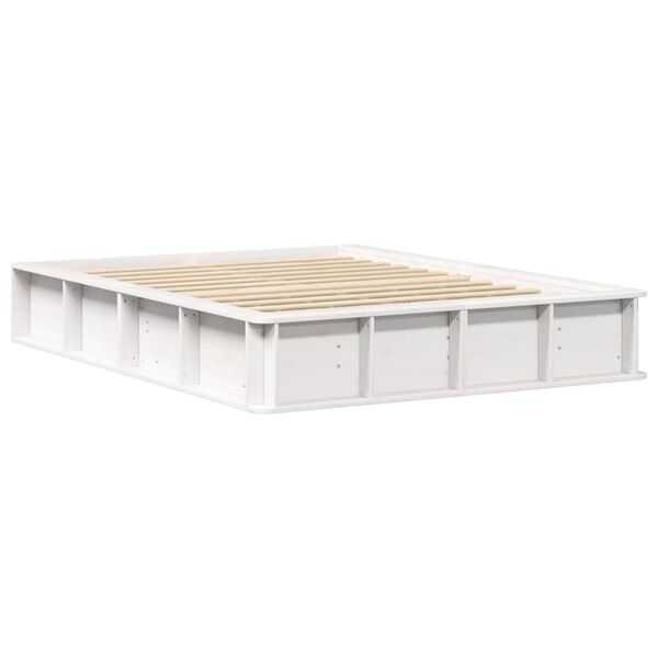 vidaXL Bettrahmen Wei&szlig; 135 x 190 cm Massives Kiefernholz
