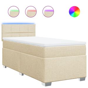 vidaXL Boxspringbett mit Matratze Creme 80x200 cm Stoff