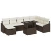 vidaXL Garten-Sofa-Set mit Kissen mit Speicher 9 pcs Braun Poly Rattan
