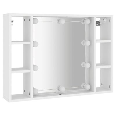 vidaXL Spiegelschrank mit LED Weiß 76x15x55 cm