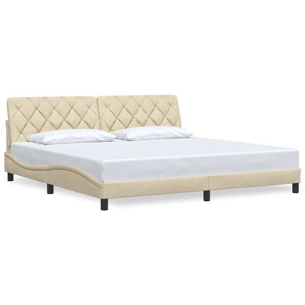 vidaXL Bettgestell ohne Matratze Creme 200x200 cm Stoff