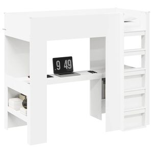vidaXL Etagenbettgestell mit Schreibtisch Wei&szlig; 98,5 x 200 cm