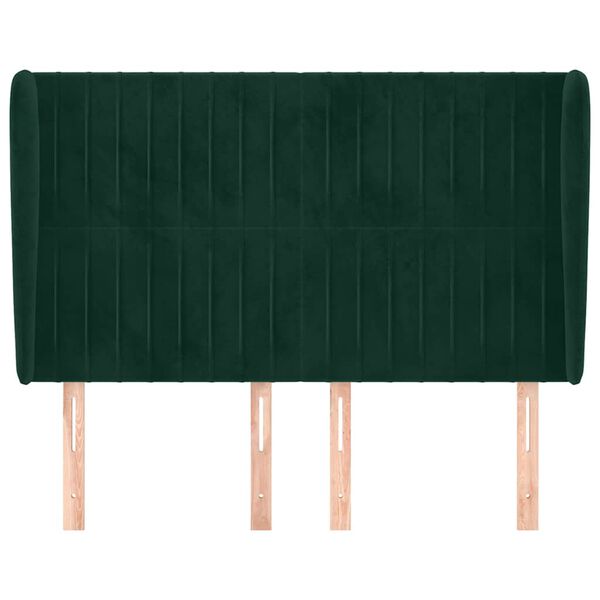 vidaXL Kopfteil mit Ohren Dunkelgr&uuml;n 147x23x118/128 cm Samt