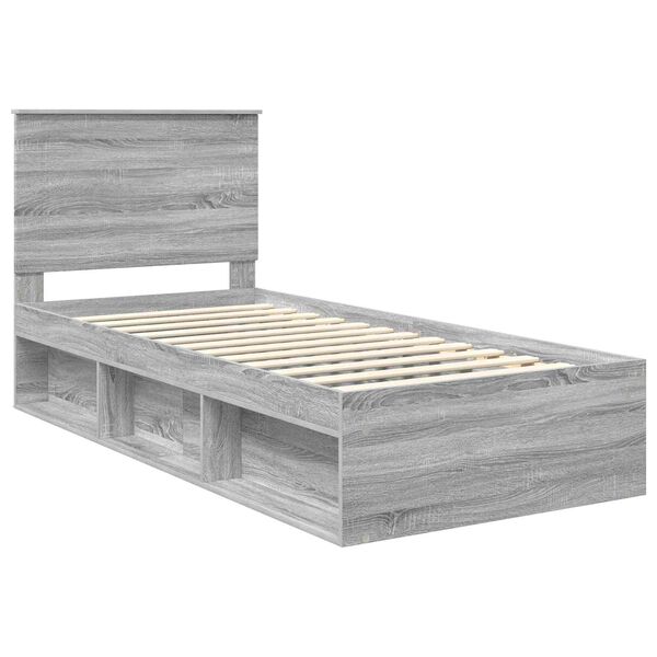 vidaXL Bettrahmen Graues Sonoma 90 x 200 cm Massives Kiefernholz