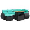 vidaXL 7-tlg. Garten-Sofagarnitur mit Kissen Grau Poly Rattan Akazie
