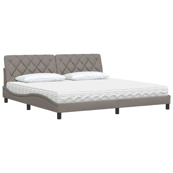 vidaXL Bett mit Matratze Taupe 200x200 cm Stoff