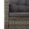 vidaXL Gartenbank mit Liegefunktion & Kissen Grau 118 cm Poly Rattan