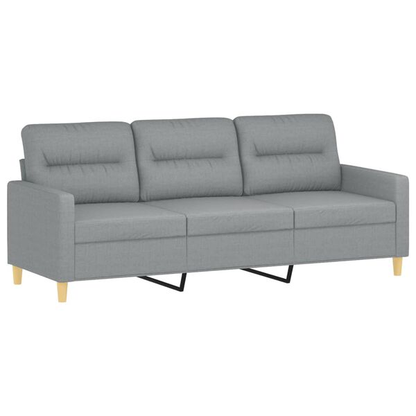 vidaXL 3-tlg. Sofagarnitur mit Kissen Hellgrau Stoff