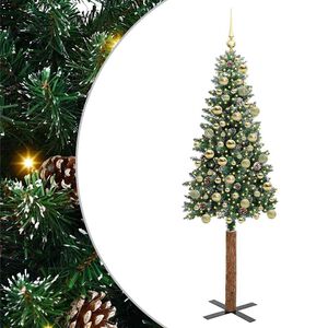vidaXL Schlanker Weihnachtsbaum mit 300 LEDs mit St&auml;nder Gr&uuml;n 180 cm