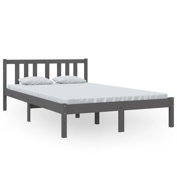 vidaXL Massivholzbett Grau 120x200 cm