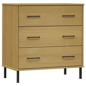 vidaXL Sideboard OSLO mit 3 Schubladen Braun 77x40x79,5 cm Massivholz