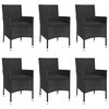 vidaXL 7-tlg. Garten-Essgruppe mit Kissen Schwarz Poly Rattan