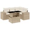 vidaXL 5-tlg. Garten-Sofagarnitur mit Kissen Beige Poly Rattan
