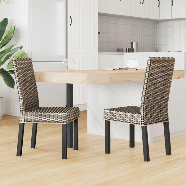vidaXL Esszimmerstuhl 2 pcs Schwarz gewaschen 45 x 54 x 93 cm