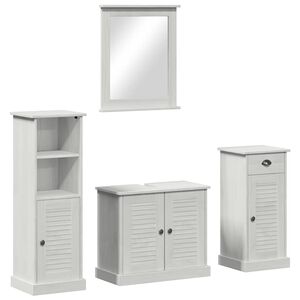 vidaXL Badezimmerm&ouml;bel-Set 4 Stk. Antik Wei&szlig; Massives Kiefernholz