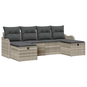 vidaXL Sofa Set 6 Stk. 6-Sitzanzahl Hellgrau Poly-Rattan