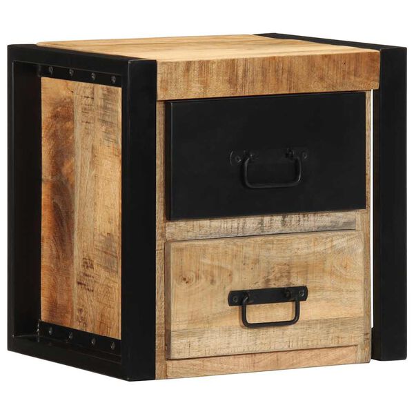 vidaXL Nachttische 2 Stk. 40x35x40 cm Raues Mango-Massivholz