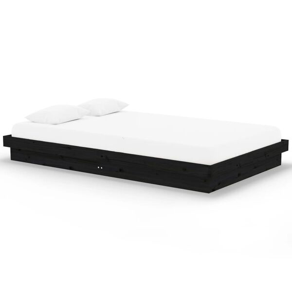 vidaXL Massivholzbett Schwarz 120x200 cm