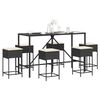 vidaXL 7-tlg. Gartenbar-Set mit Kissen Schwarz Poly Rattan