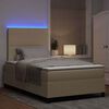 vidaXL LED Boxspringbett Hellgrau und Wei&szlig; 120 x 190 cm Cordstoff