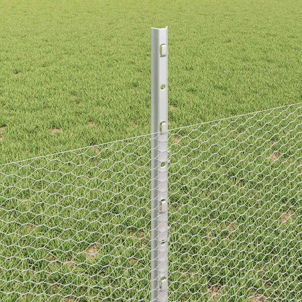 vidaXL Zaun mit Pfosten Silber 0,5 x 50 m Stahl