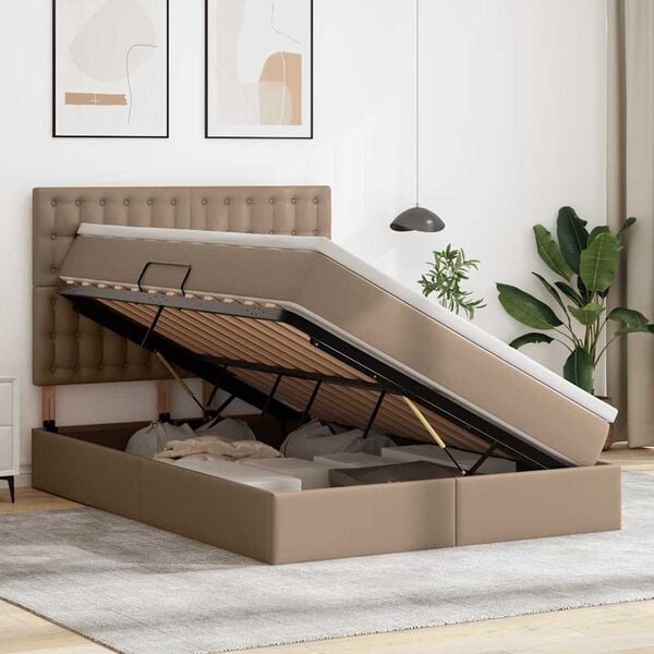 vidaXL Aufbewahrungsbett Cappuccino 140 x 190 cm Kunstleder
