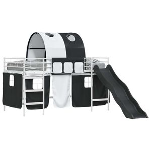 vidaXL Kinder-Etagenbett Wei&szlig; und Schwarz 79,5 x 200 cm Metall