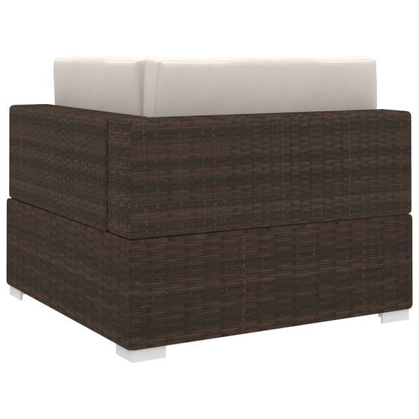 vidaXL Modular-Sofa-Eckteil 1 Stk. + Auflagen Poly Rattan Braun