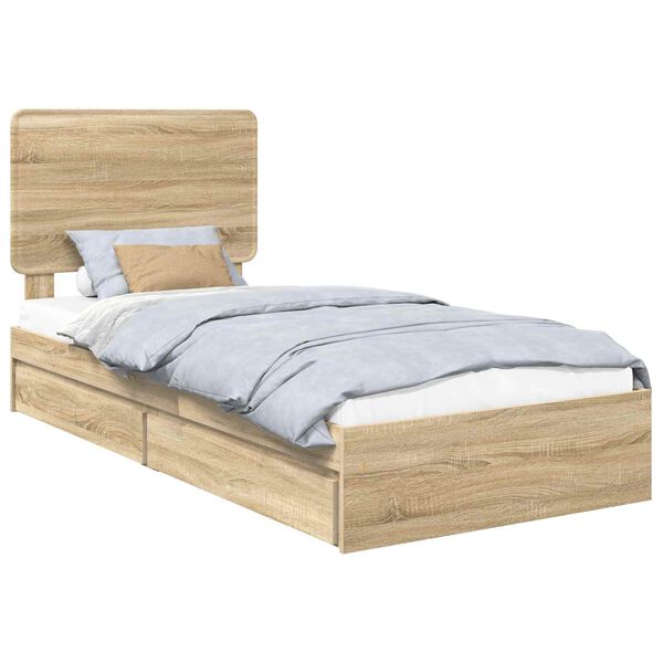 vidaXL Aufbewahrungsbett Sonoma-Eiche 90 x 190 cm Holzwerkstoff