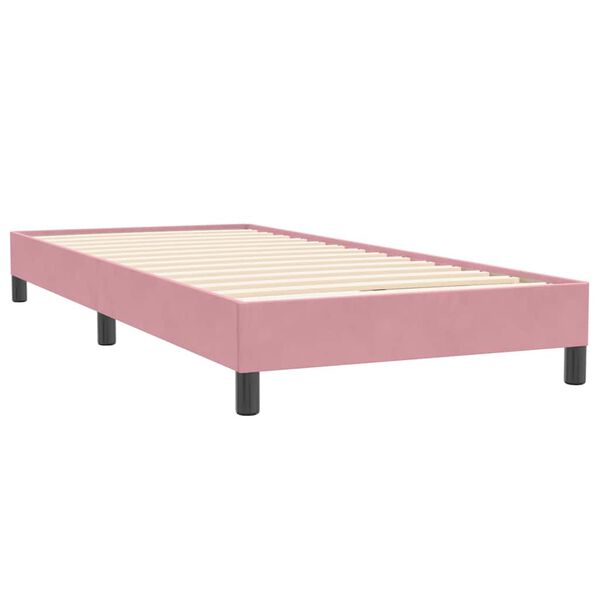 vidaXL Boxspringbett mit Matratze Rosa 100x220 cm Samt