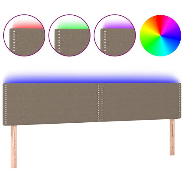 vidaXL LED Kopfteil Taupe 180x5x78/88 cm Stoff