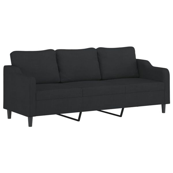 vidaXL 3-Sitzer-Sofa mit Hocker Schwarz 210 cm Stoff
