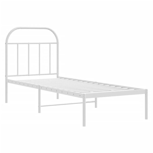vidaXL Metallbett ohne Matratze mit Kopfteil Wei&szlig; 75x190 cm