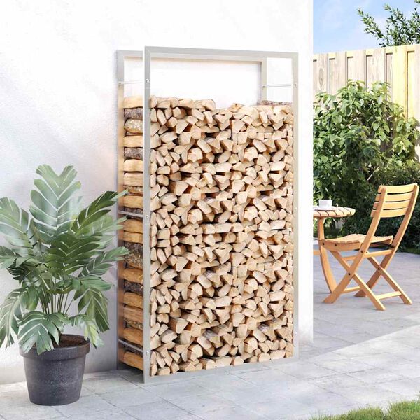 vidaXL Brennholzregal 80x28x154 cm Edelstahl