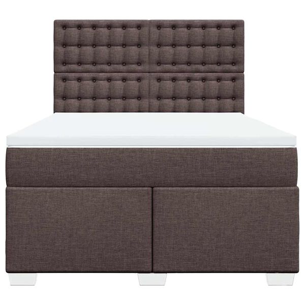 vidaXL Boxspringbett mit Matratze Dunkelbraun 140x190 cm Stoff