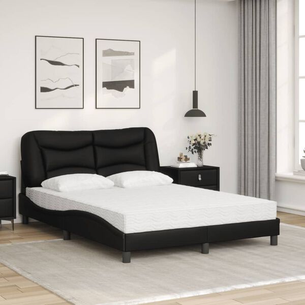 vidaXL Bett mit Matratze "Hvar" Schwarz 120x200 cm Kunstleder