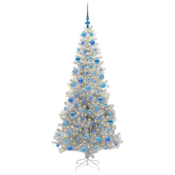 vidaXL Weihnachtsbaum mit 300 LEDs mit Ständer Silber 180 cm Haustier