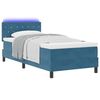 vidaXL LED Boxspringbett mit Matratze Dunkelblau 90 x 200 cm Samt