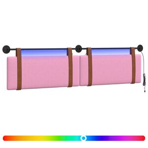 vidaXL H&auml;ngendes Kopfteil Mit LED Licht Rosa Antikes PU