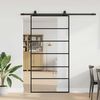 vidaXL Schiebet&uuml;r mit Beschlag Schwarz 102x205 cm ESG-Glas