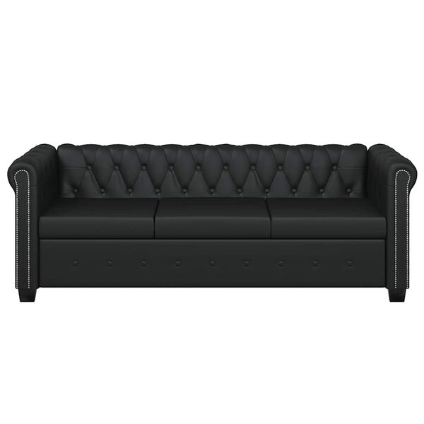 vidaXL Chesterfield-Sofa 3-Sitzer Kunstleder Schwarz