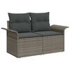 vidaXL Garten-Sofa-Set mit Kissen mit Speicher 5 pcs Grau Poly Rattan