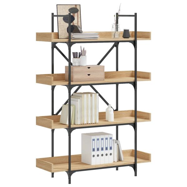 vidaXL B&uuml;cherregal 4 B&ouml;den Sonoma-Eiche 100x33x145,5 cm Holzwerkstoff